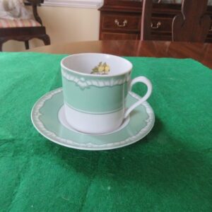 Vintage Flat Cup & Saucer Devonshire Green by Georges Briard 1