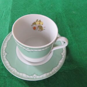 Vintage Flat Cup & Saucer Devonshire Green by Georges Briard 2