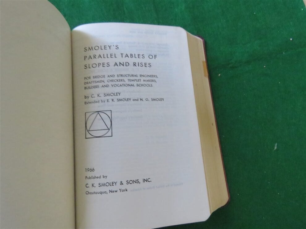 Smoley's Math Smoley’s Parallel Tables of Slopes and Rises – Third Vintage Shop