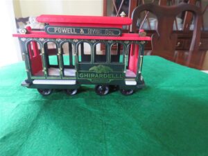 Ghirardelli Chocolate Cable Car Model, Wood with Brass Trim, 1