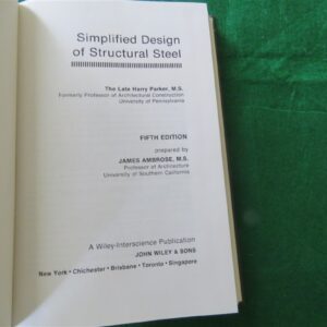 Simplified Design of Structural Steel By Harry Parker - 5th Edition 1983 2