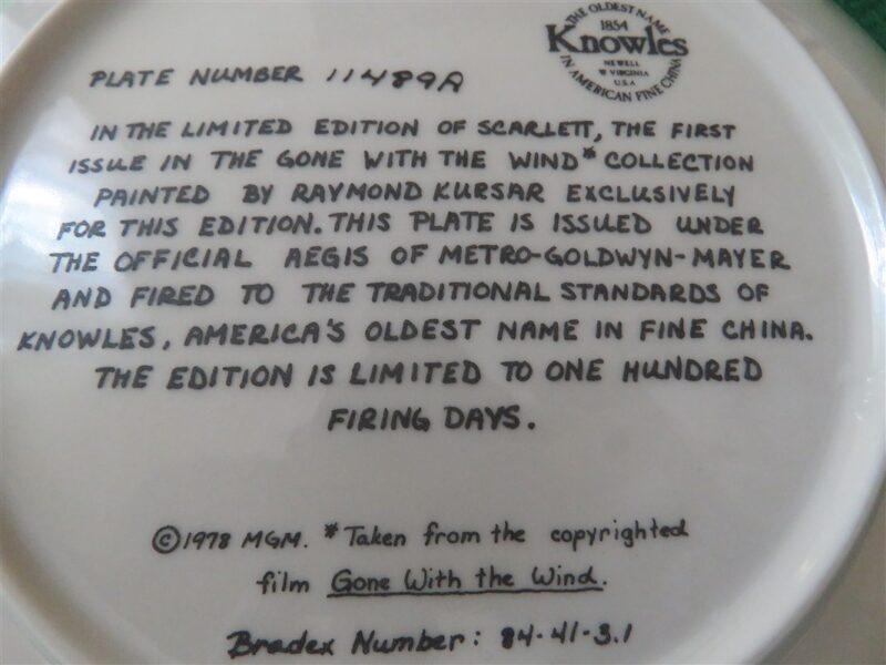 Gone With The Wind Collector Plate by Knowles Scarlett O'Hara 3