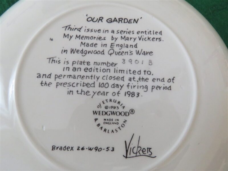 Collector Plate “Our Garden” Third issue in series “My Memories” by Mary Vickers. 3