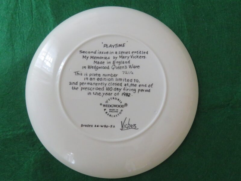 Collector Plate “Playtime” Second issue in series “My Memories” by Mary Vickers. 2