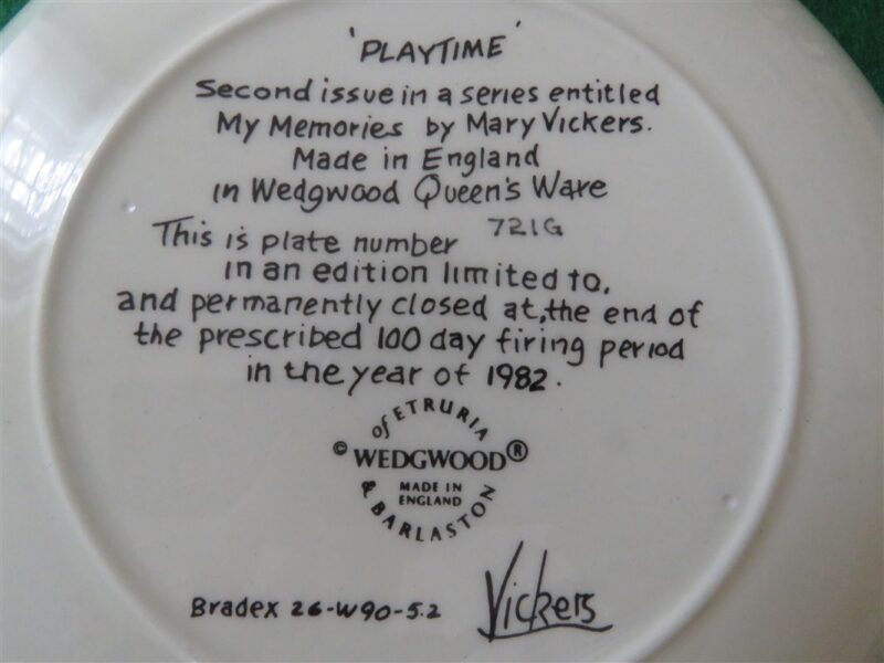 Collector Plate “Playtime” Second issue in series “My Memories” by Mary Vickers. 3