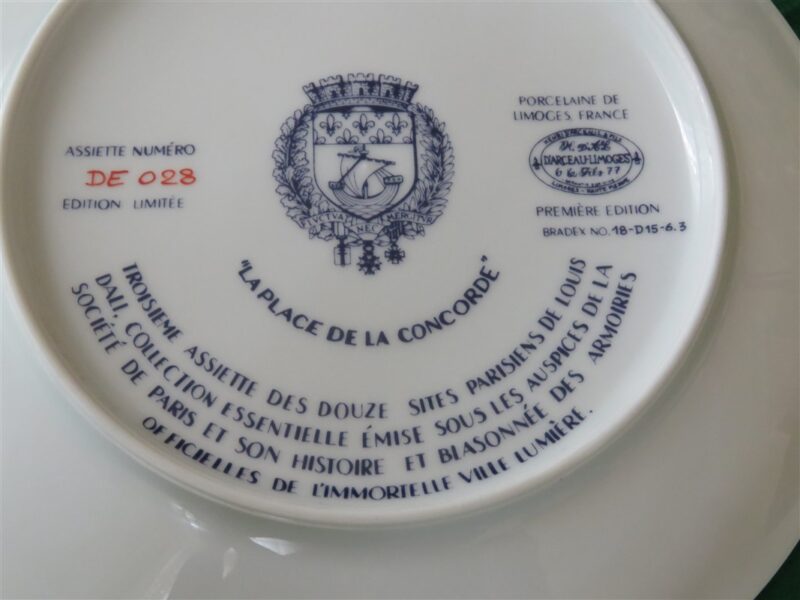 Collector Plate La Place Da La Concorde Porcelaine de Limoges 2