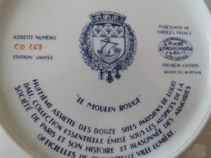 Collector Plate Le Moulin Rouge Porcelaine de Limoges 3