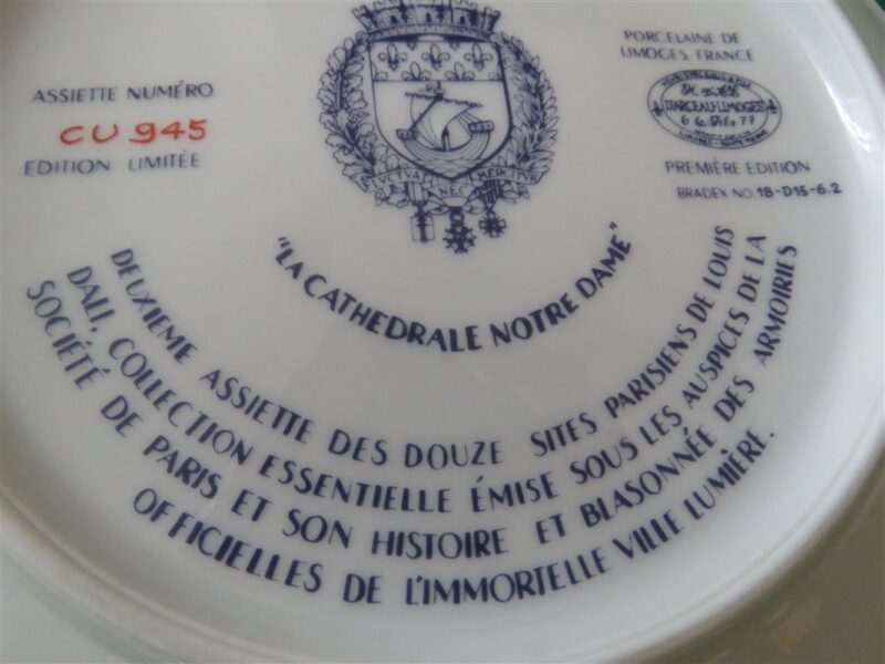 Collector Plate La Cathedrale Notre Dame Porcelaine de Limoges 3