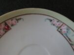 Saucer Royal Rudolstadt Prussia Signed by Mary Linderenburger Floral pattern. Green band on rim. Gold rings. 6 inch diameter. Very good condition. No chips or dings. These are vintage pieces and must be considered as used. 2