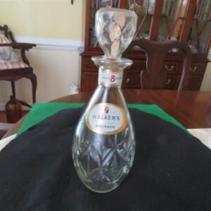 Walkers DELUXE BOURBON Starburst 4/5 Quart Round Glass Decanter Bottle 1
