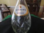 Walkers DELUXE BOURBON Starburst 4/5 Quart Round Glass Decanter Bottle 2