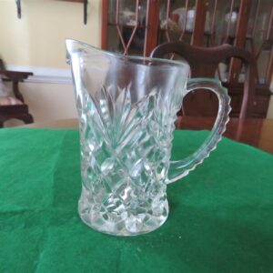 Cut Glass Pitcher/Creamer Diamond cut glass. Anchor Hocking 2