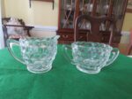 Cut Glass Creamer & Sugar Bowl Anchor Hocking 1