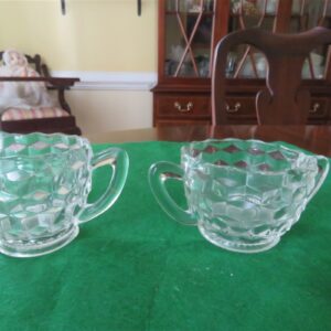 Cut Glass Creamer & Sugar Bowl Anchor Hocking 2