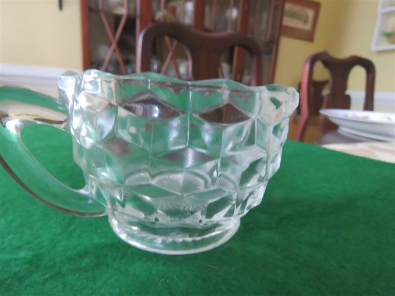 Cut Glass Creamer & Sugar Bowl Anchor Hocking 4