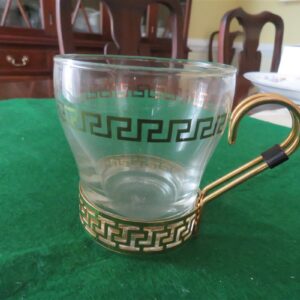 Libbey Vintage Gold Key Glasses with Metal Handles Set of 6 glasses 2