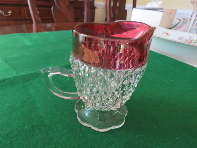 Sugar Creamer & Tray Set  Indiana Glass Diamond Point Ruby Flash 3 Pc. Sugar Creamer & Tray Set - Image 7