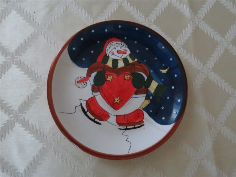 Royal Norfolk Ice Skating Snowman Decorative Plate 1