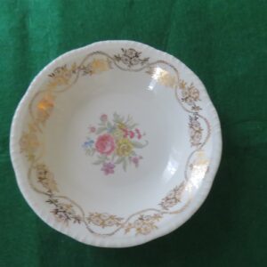 Fruit Dish by Homer Laughlin Floral Gold chain and gold flowers near rim. Floral in center. 1