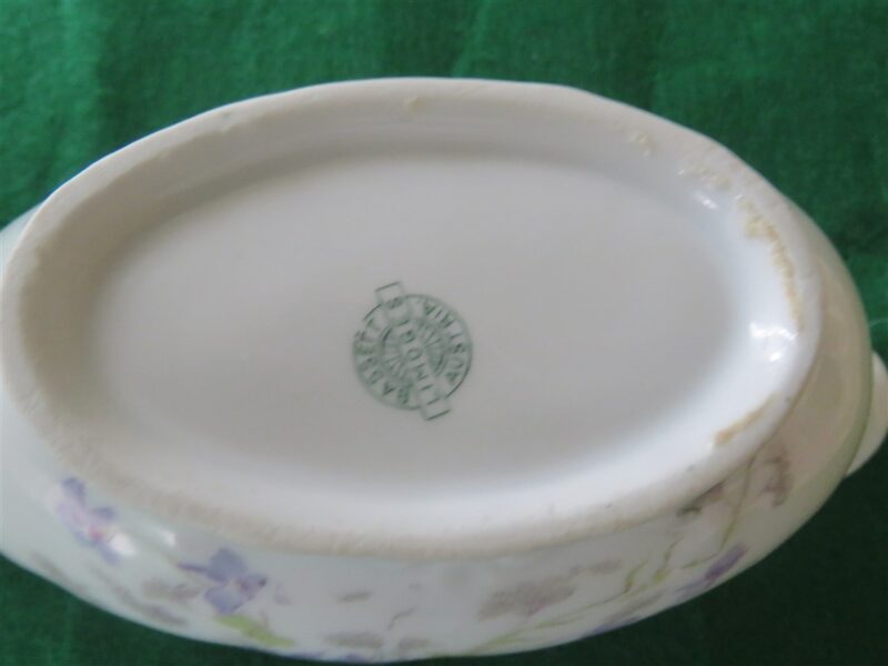 Gravy Boat by Bassett Limoges Austria Purple Flowers, Green/Gray Leaves 4