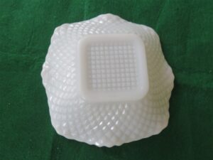 Vintage White Milk Glass Square Hazel Atlas Ruffled Rim Candy Snack Nut Bowl 2