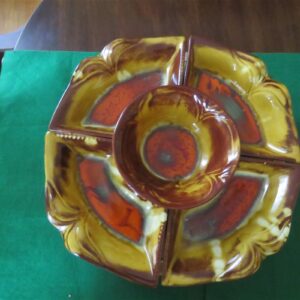 Rotating Lazy Susan Marcia of California Pottery Chip, Dip, Veggie, Relish Tray 1