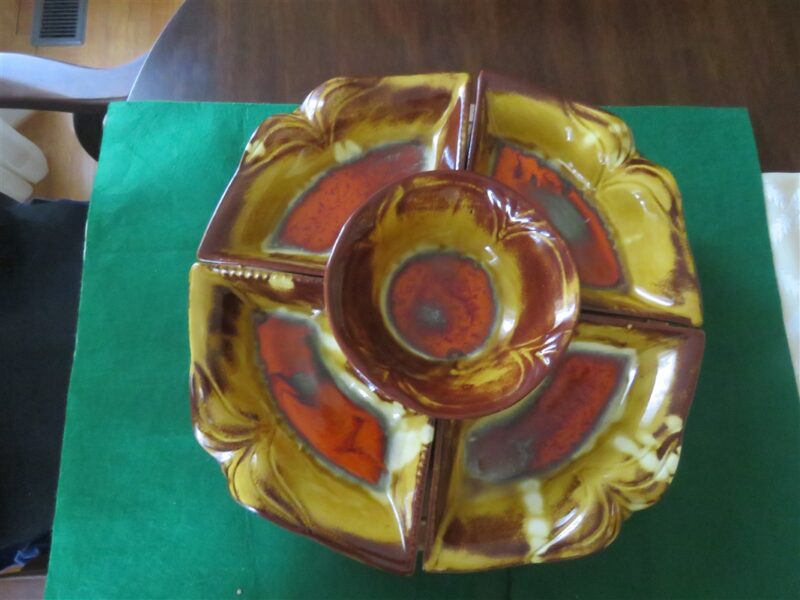 Rotating Lazy Susan Marcia of California Pottery Chip, Dip, Veggie, Relish Tray 1