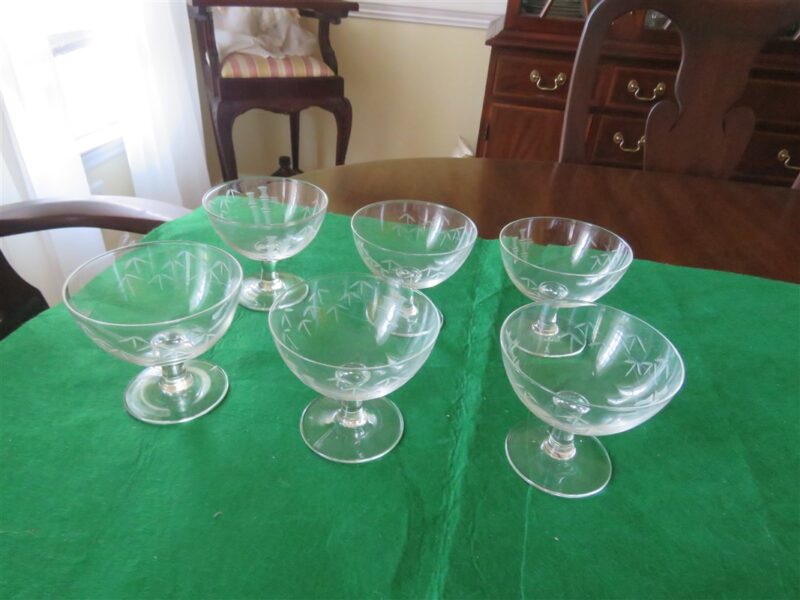 Noritake Low Sherbet Glass Bamboo Pattern Set of 6 glasses. 5