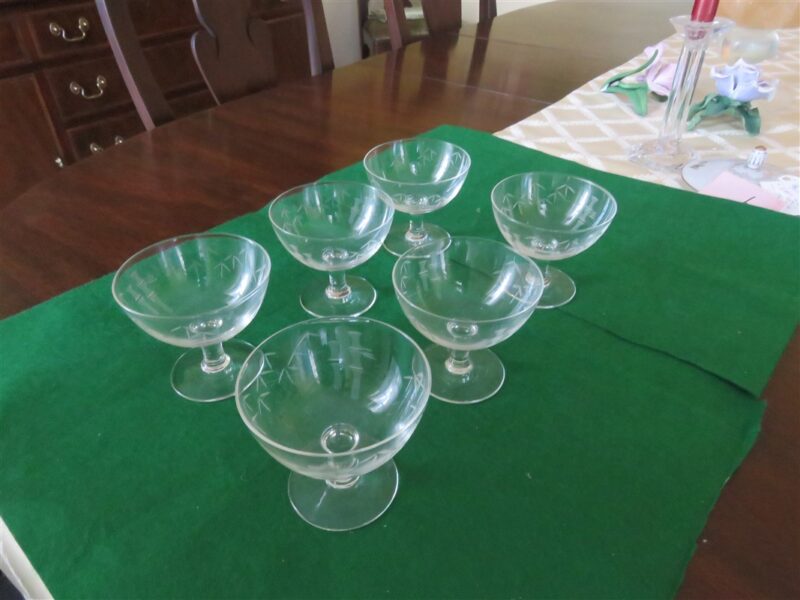 Noritake Low Sherbet Glass Bamboo Pattern Set of 6 glasses. 6