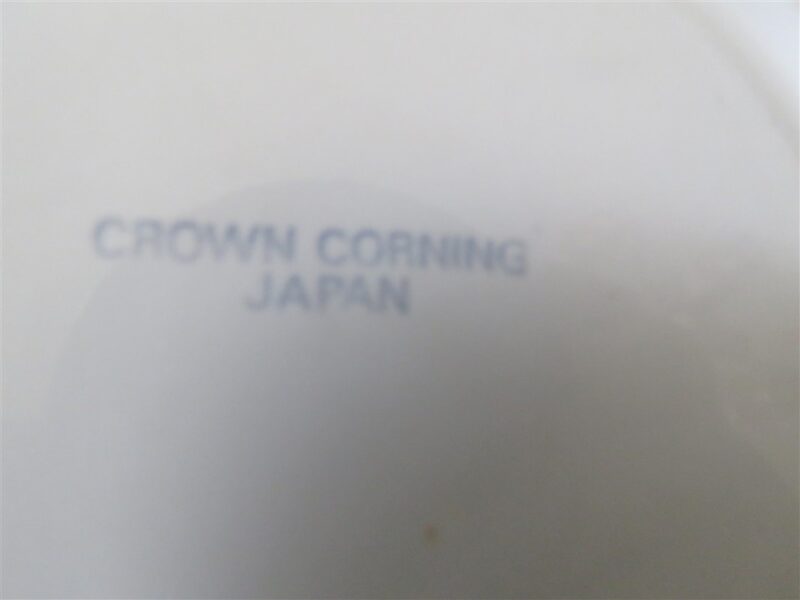 Crown Corning Japan Cup & Saucer. White base. Green rim. 5