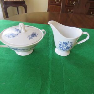 Creamer & Sugar Bowl Lennold Fine China Blue Meissen 1478 a