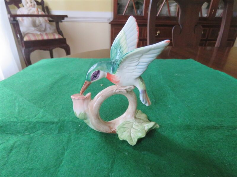 Fitz & Floyd Hummingbird Napkin Ring Holder Pink, peach and green. 1