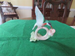 Fitz & Floyd Hummingbird Napkin Ring Holder Pink, peach and green. 2