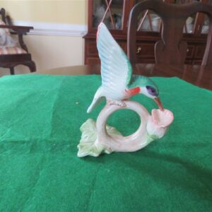 Fitz & Floyd Hummingbird Napkin Ring Holder Pink, peach and green. 2