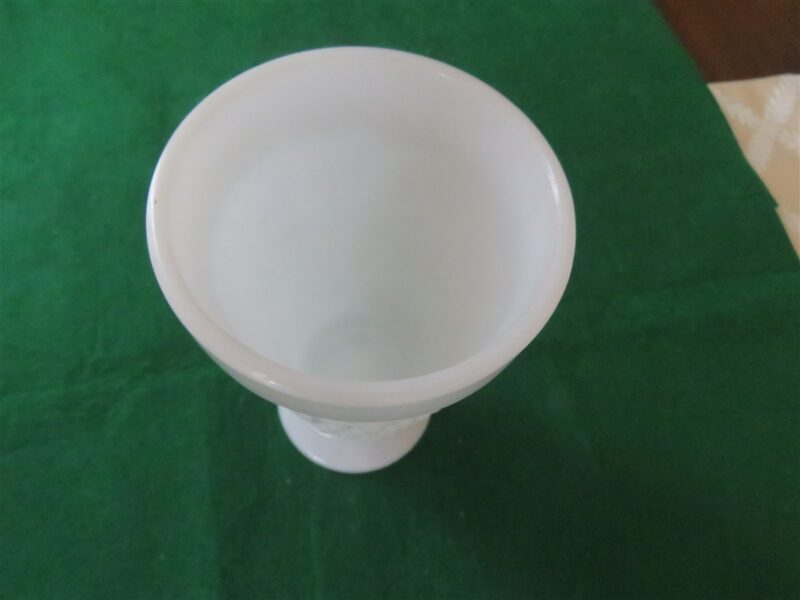 Footed Water Glass Grape Pattern Milk Glass Anchor Hocking 3