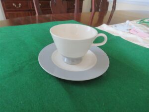 Homer Laughlin Eggshell Cavalier Grey Cup & Saucer 1