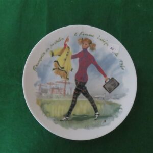 Collector Plate Henri d'Arceau Limoges Porcelaine Lesfemmes du Siecle Francoise in Trousers 1960 a1