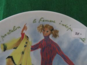 Collector Plate Henri d'Arceau Limoges Porcelaine Lesfemmes du Siecle Francoise in Trousers 1960 a2