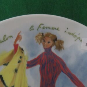 Collector Plate Henri d'Arceau Limoges Porcelaine Lesfemmes du Siecle Francoise in Trousers 1960 a2