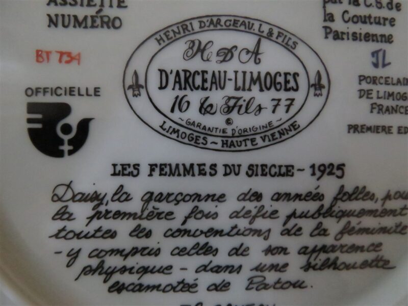 Collector Plate Henri d'Arceau Limoges Porcelaine Lesfemmes du Siecle 5