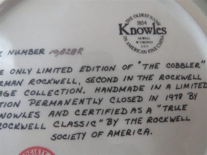 Norman Rockwell Collector Plate “The Cobbler” Knowles 4