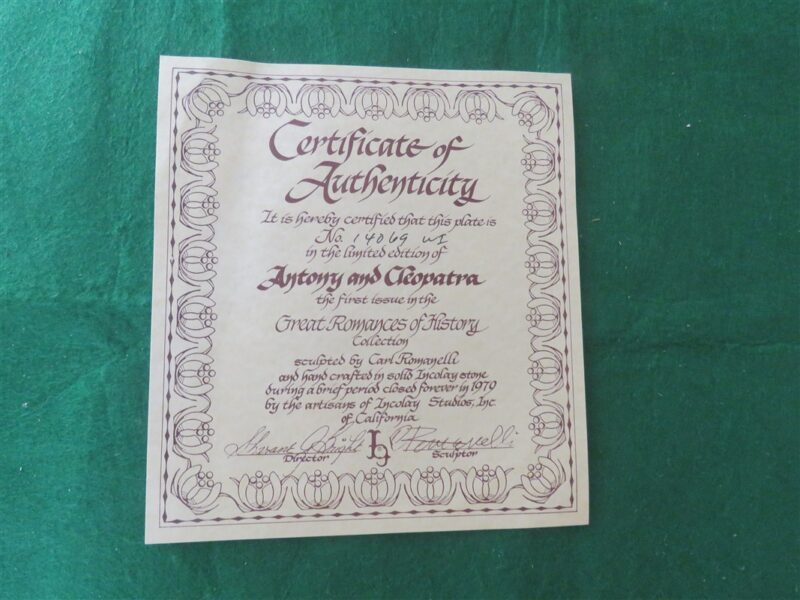 Antony & Cleopatra Decorative Plate Great Romances Of History By Carl Romanelli 5
