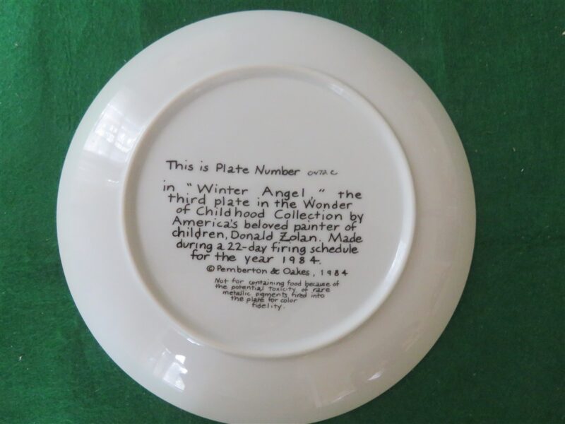 Winter Angel Collector Plate Donald Zolan Wonder of Childhood Collection 3
