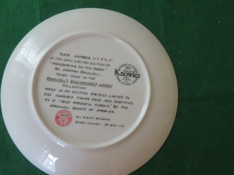 Rockwell Collector Plate Knowles Pondering On The Porch #2689P 3