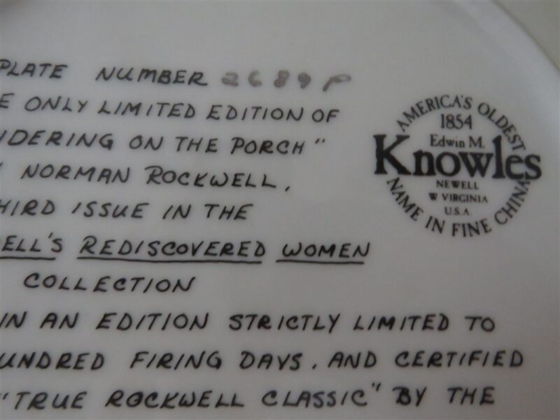 Rockwell Collector Plate Knowles Pondering On The Porch #2689P 4
