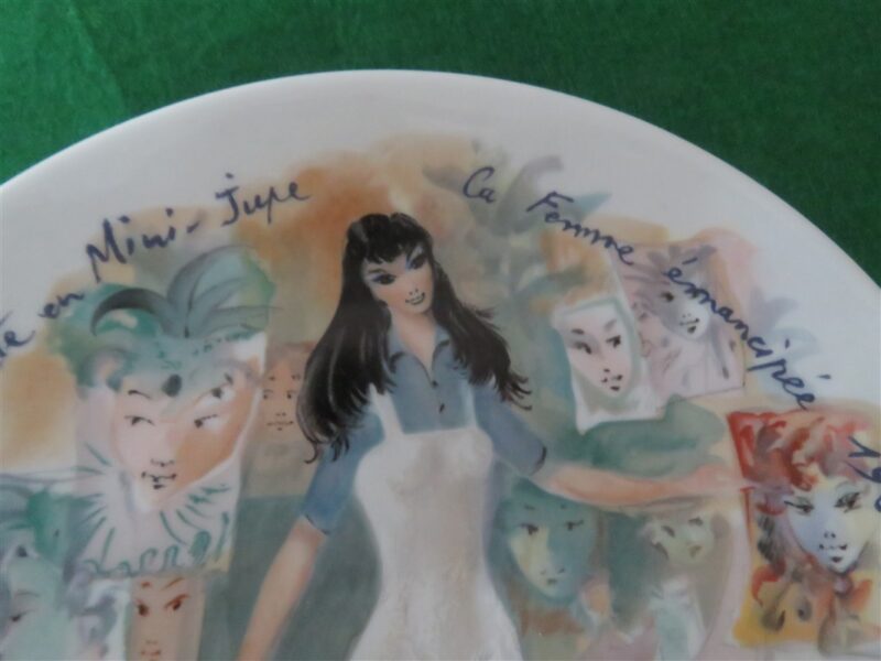 Collector Plate Henri d’Arceau-Limoges Brigitte In Mini-Skirt the Liberated Woman 1965 Plate #CE554 b