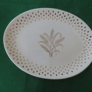 Vintage 50's Homer Laughlin Golden Wheat & Fleur De Lis Vintage Platter 22K Gold Harvest pattern. 1
