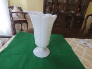 Milk Glass Footed Vase E.O. Brody Flower fern. 9 inches tall, 1