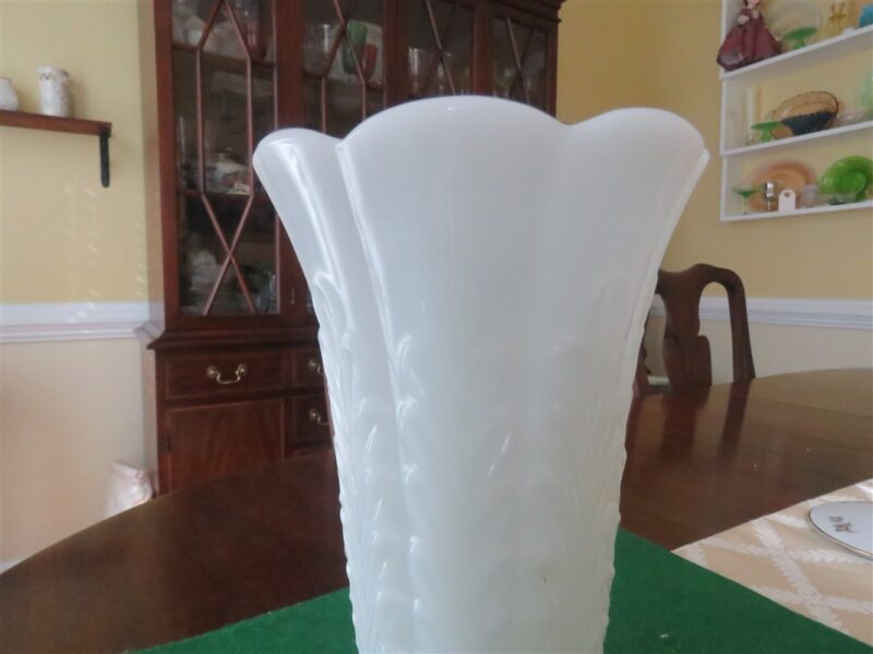 Milk Glass Footed Vase E.O. Brody Flower fern. 9 inches tall, 4