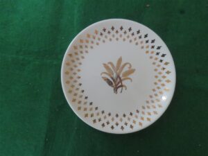 Golden Wheat Bread Plate Fleur De Lis Harvest Pattern Homer Laughlin 1